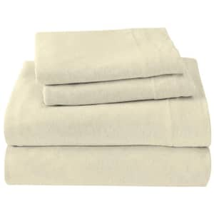 4-Piece Beige Solid Cotton Blend/Poly King Jersey Knit Sheet Set