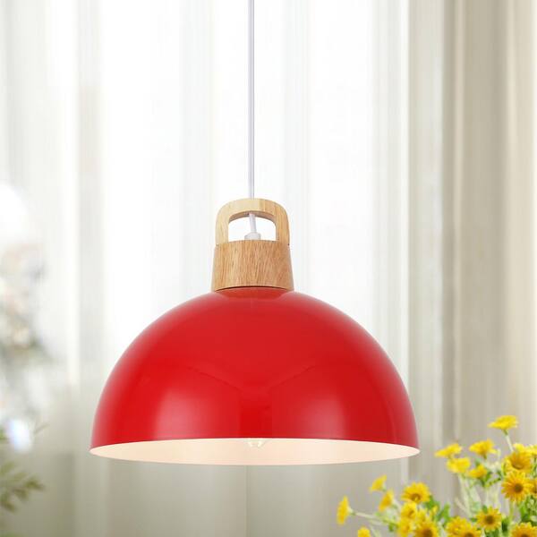 ADSENSTY 1 Light Red Shaded Industrial Single Pendant Light with