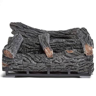 22 in. W Vent-Free Natural Gas Fireplace Log Set - Winter Oak, 32,000 BTU, Thermostat Control.