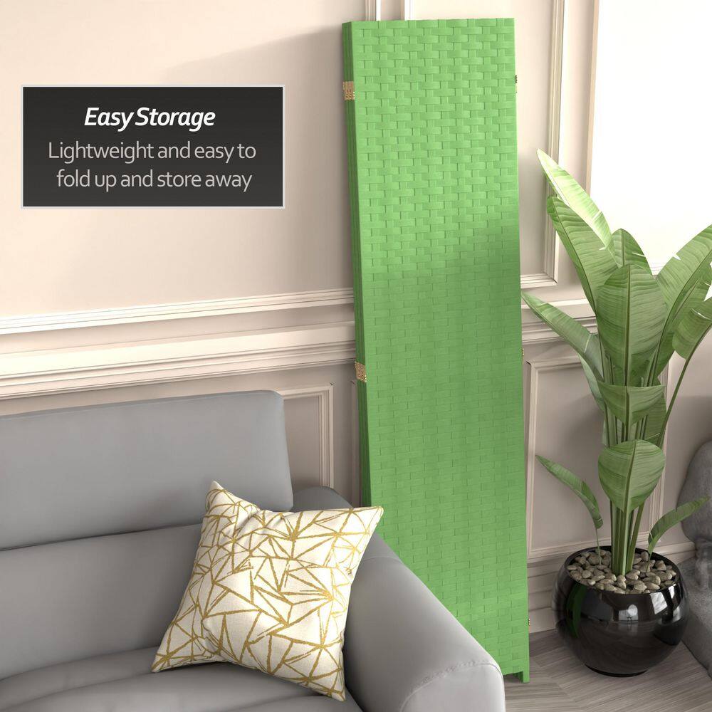 Light Green Woven Fiber 6 ft. 3-Panel Room Divider