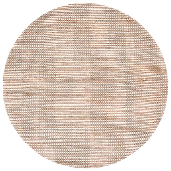 Natural Fiber 8 ft. x 8 ft. Round Natural/Ivory Solid Woven Area Rug