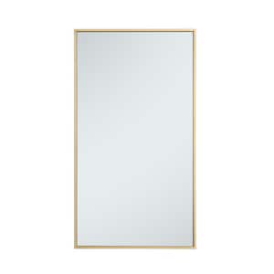 Medium Rectangle Brass Modern Mirror (36 in. H x 20 in. W)