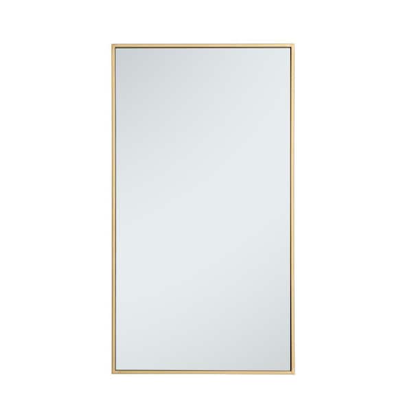 Unbranded Medium Rectangle Brass Modern Mirror (36 in. H x 20 in. W)