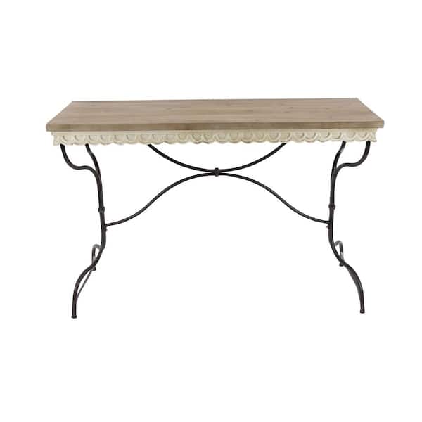 Litton Lane 46 in. Brown Rectangle Wood Industrial Console Table