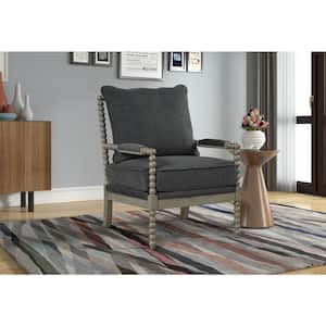 Hutch Charcoal Fabric Arm Chair in Antique Gray