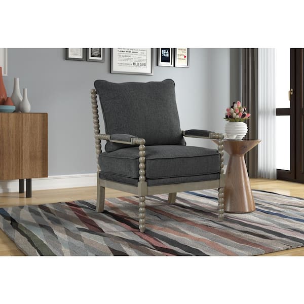 Best Master Furniture Hutch Charcoal Fabric Arm Chair in Antique Gray