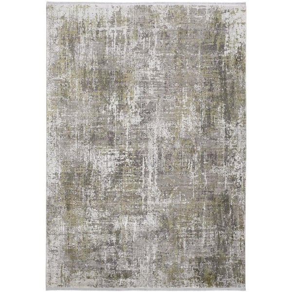 HomeRoots 7 ft. x 10 ft. Gray and Ivory Abstract Area Rug