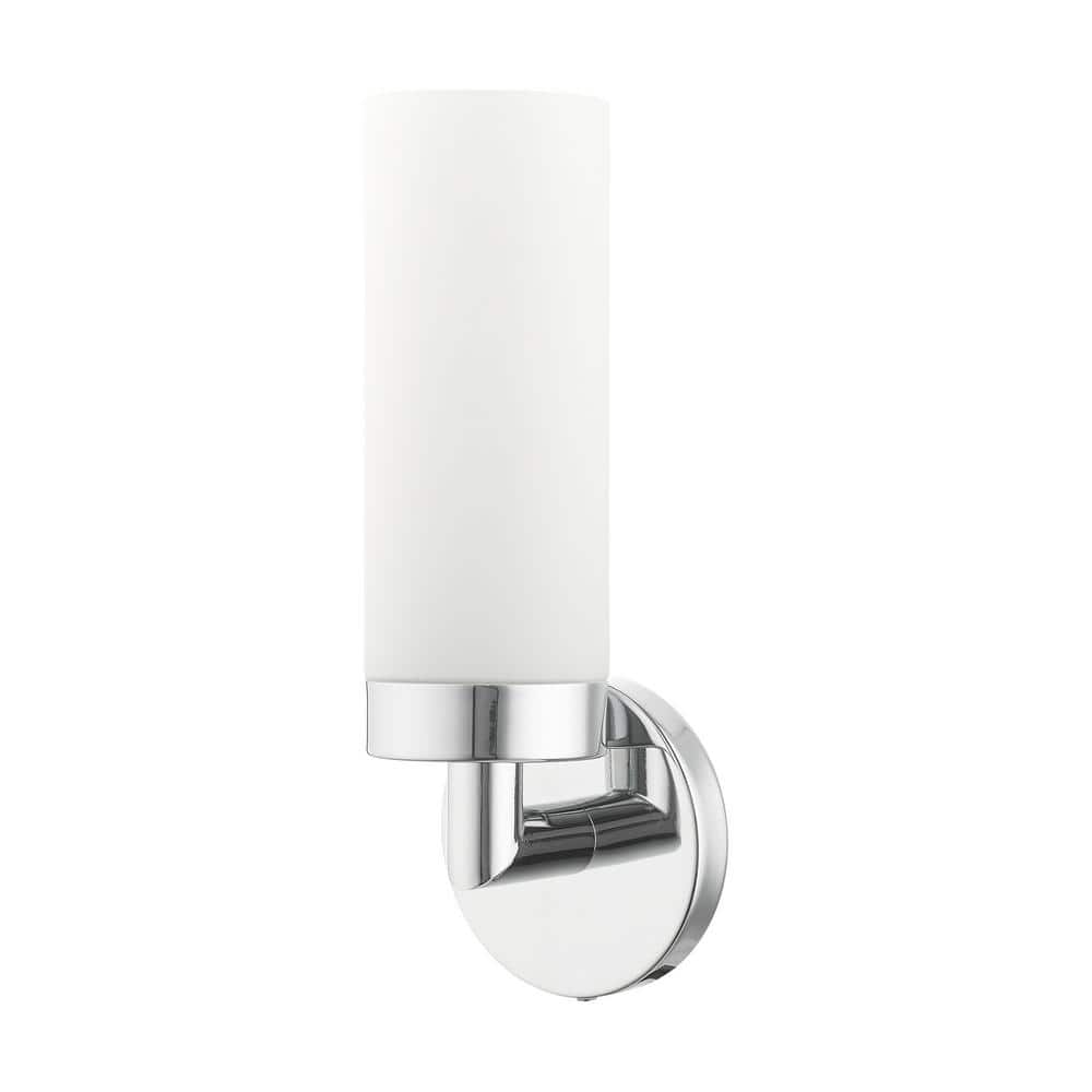 Sleek Urban Aero Chrome Wall Sconce with White Glass Shade