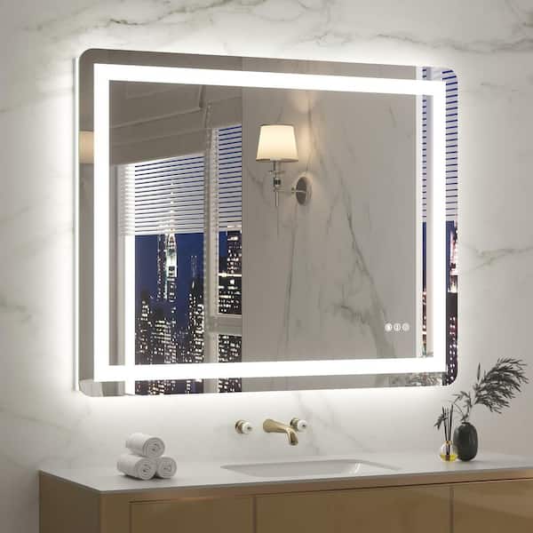 40 in. W x 32 in. H Rectangular Frameless Front and Backlit LED Lighted Wall Mounted Bathroom Vanity Mirror