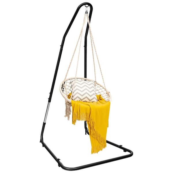 6.5 ft. Metal Adjustable Hammock Stand Hanging Rope Hammock Stand