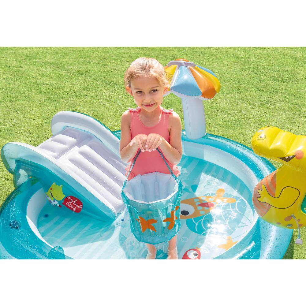 Intex Gator Inflatable Kiddie Pool with Slide and Sprinkler