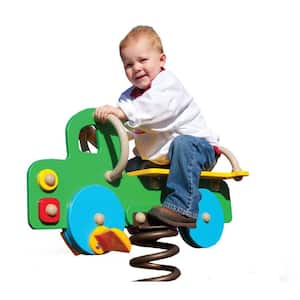Green, Yellow and Blue Playground Commercial Truck Spring Rider