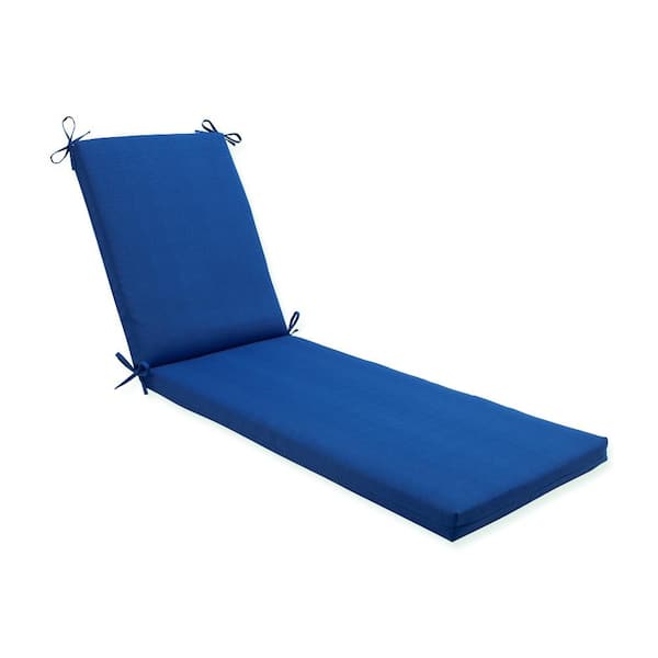 Pillow Perfect Solid 23 x 30 Outdoor Chaise Lounge Cushion in Blue Fresco