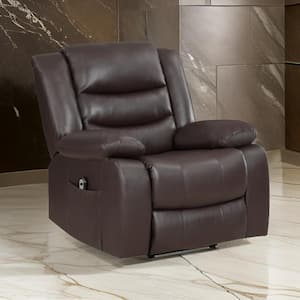 Dark Brown Faux Leather Power Lift Recliner with Solid Wood