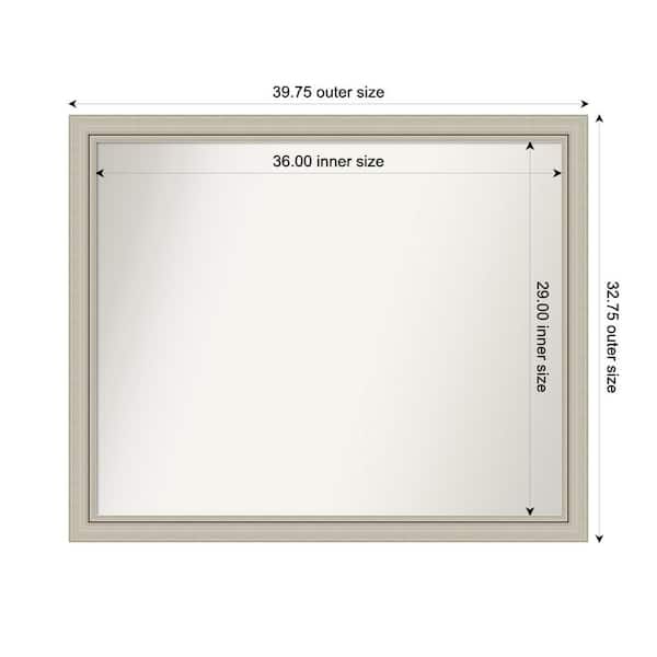 Amanti Art Romano Silver Narrow 39.75 in. x 32.75 in. Custom Non-Beveled Wood Framed Bathroom Vanity Wall Mirror