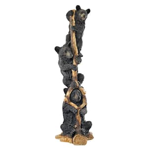 45.5 in. H Black Bear Cubs Up a Tree Garden Statue