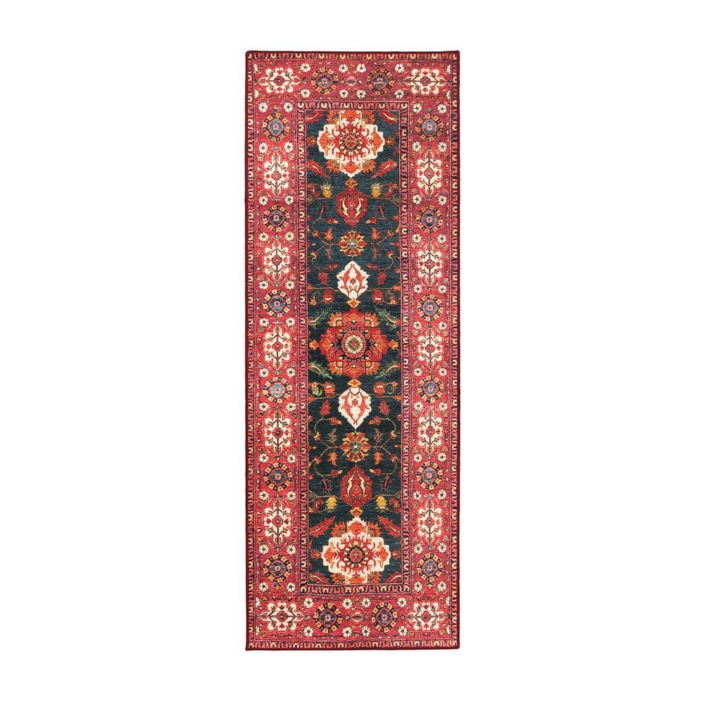 Ramage Indigo Non-Slip Washable Runner Rug 2.5' x 7'