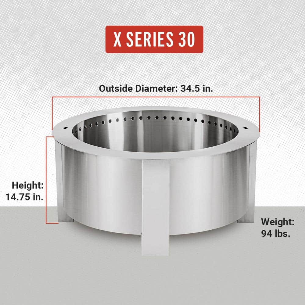 X Series 30 Stainless Steel Smokeless Fire Pit