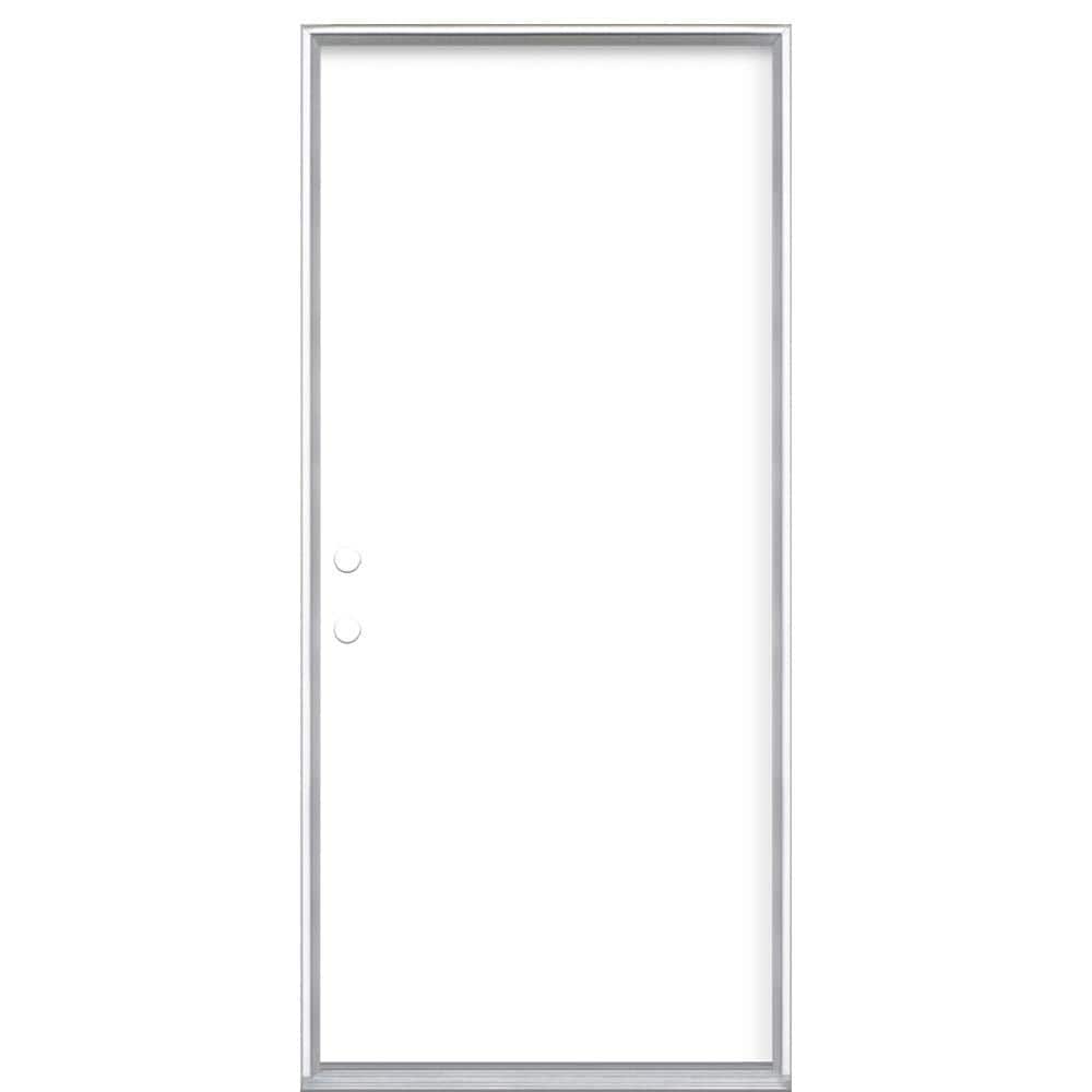 Masonite 36 in. x 80 in. Flush RightHand Inswing Ultra White Painted Steel Prehung Front Door