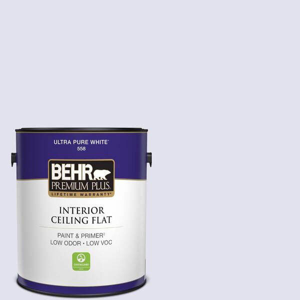 BEHR PREMIUM PLUS 1 gal. #M550-1 White Lavender Ceiling Flat Interior Paint