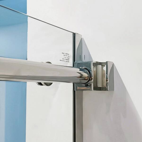 CASAINC 56-60 in. W x 75 in. H Single Sliding Semi-Frame 304 Stainless Steel Shower Door in Chrome with 5/16 in. Clear Glass