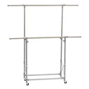 Silver Metal Clothes Rack 52 in. W x 62 in. H