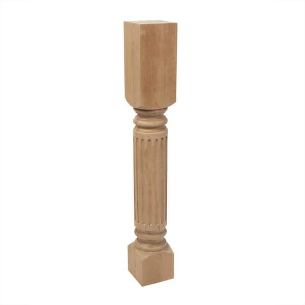American Pro Decor 5 in. x 35-1/4 in. Unfinished North American Solid Cherry Fluted Kitchen Island Leg