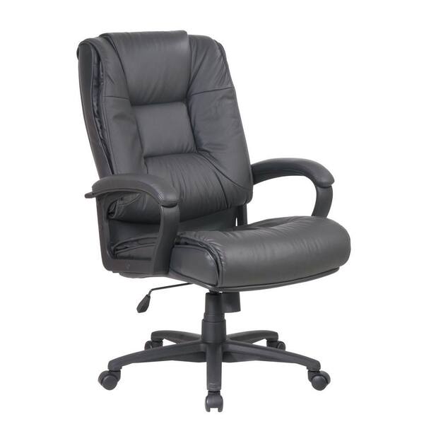 Office Star Products Dark Gray Leather High Back Executive Office Chair