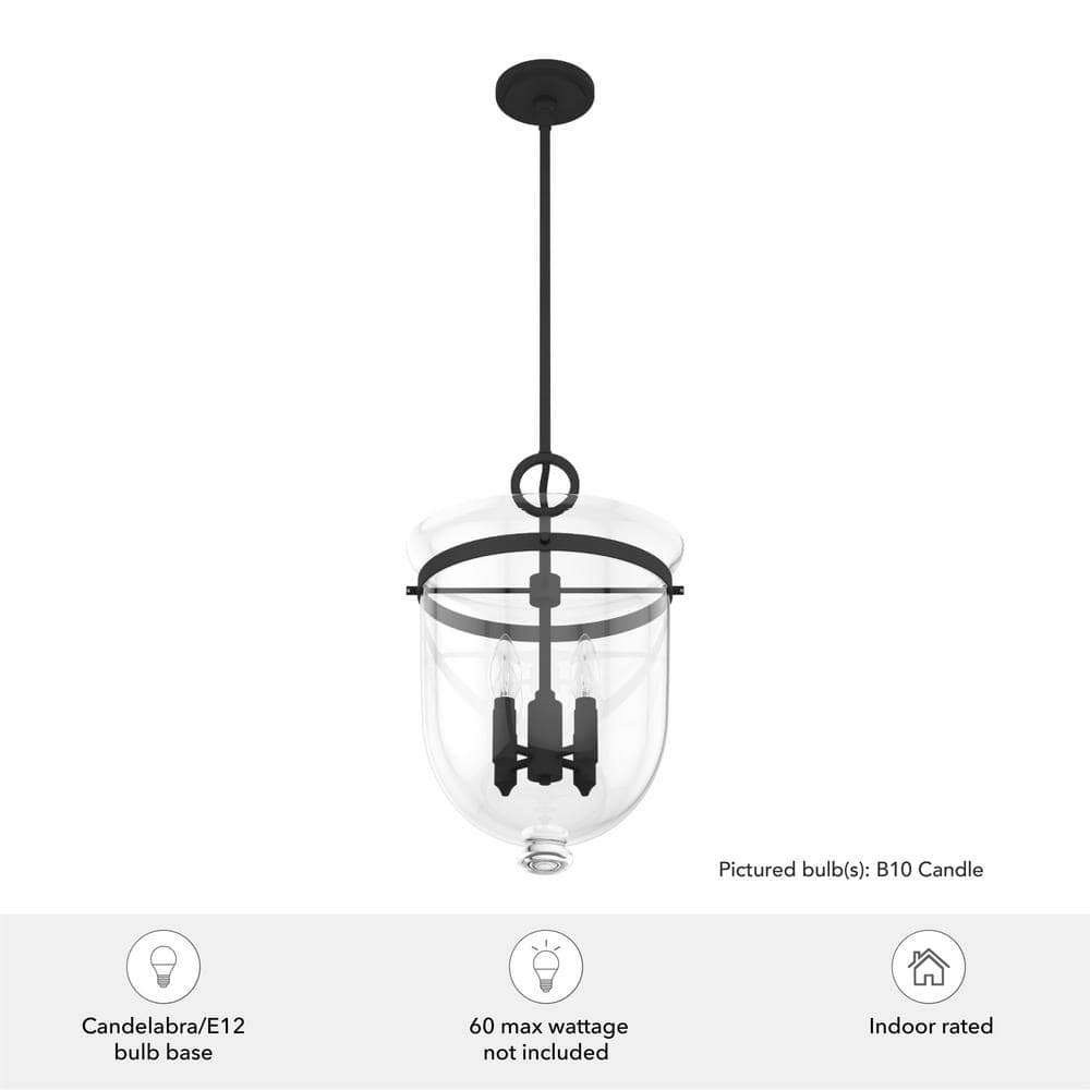 Belltown 4-Light Natural Iron and Glass Pendant