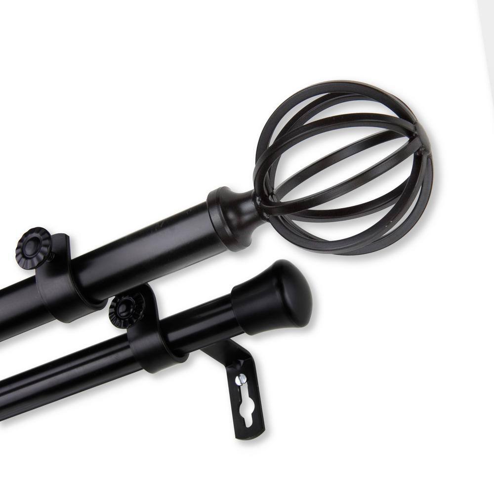 28 in. to 48 in. Adjustable 13/16 in. Leoni Double Curtain Rod in Black