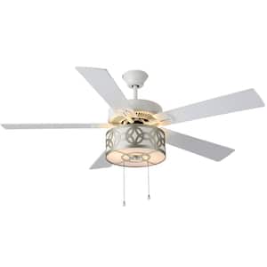 52 in. Indoor White Sila Transitional Style Ceiling Fan with Light Kit