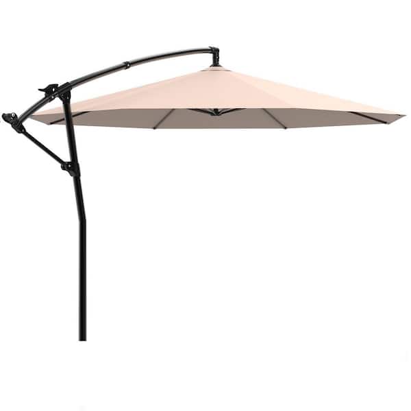 Unbranded 10 ft. Cantilever Patio Umbrella Offset Hanging Umbrellas in Khaki