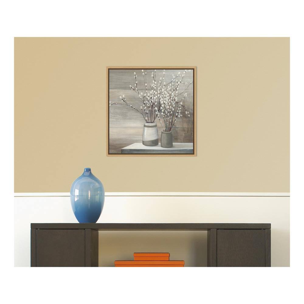 Abstract Gray and White Willow Branches Canvas Print