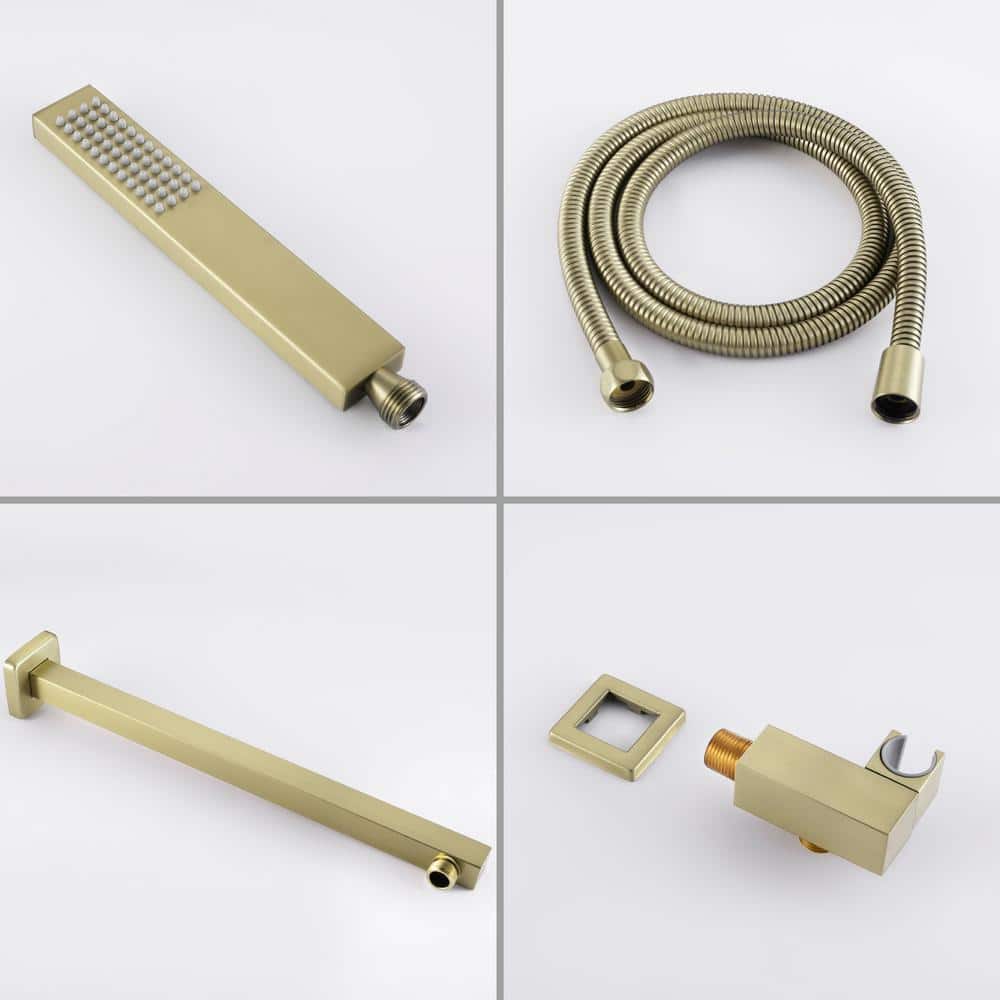 Brushed Gold Dual Rain and Handheld Shower System