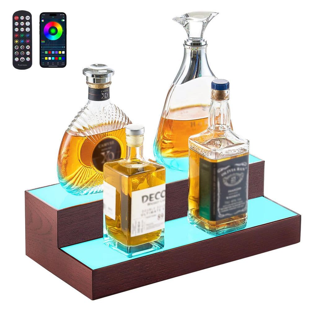 LED Lighted Liquor Bottle Display, 2-Tier 16 In., Supports USB, with RF Remote & App Control, 7 Colors(8 Bottles) price history on PriceWatchPro