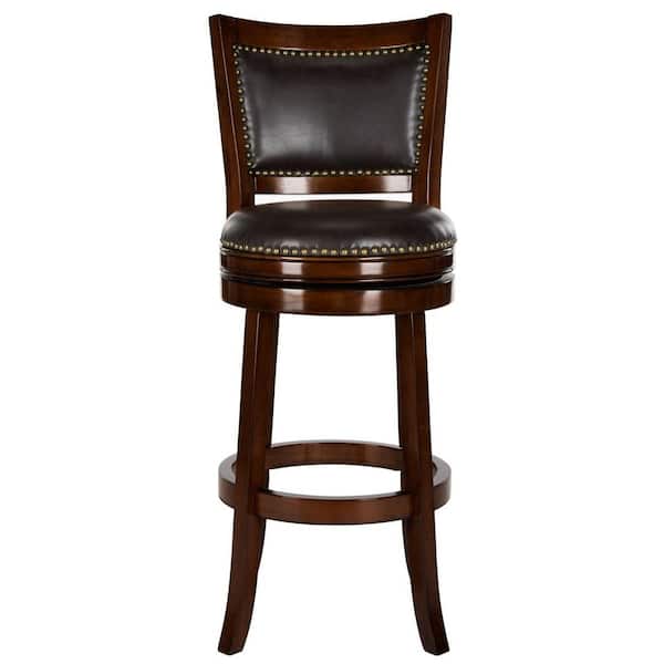 SAFAVIEH Lazzaro 29 in. Espresso Swivel Cushioned Bar Stool
