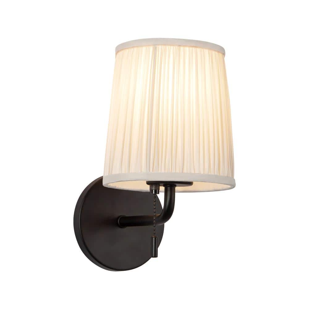 Scout 10-in Matte Black Wall/Vanity Light with Pleated White Linen Shade price history on PriceWatchPro