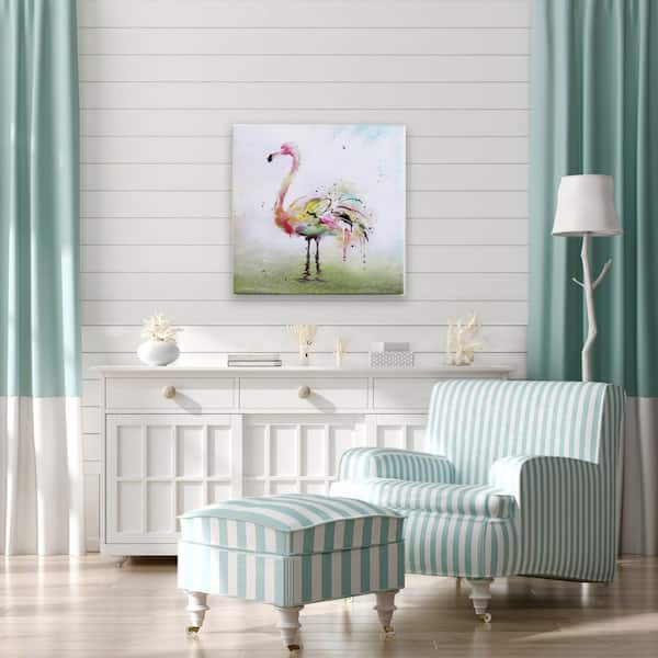 Rainbow Flamingo 1 Watercolor Canvas Wooden Wall Art