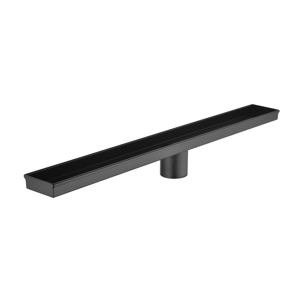 24 in. Black Stainless Steel Linear Shower Drain with Removable Grate