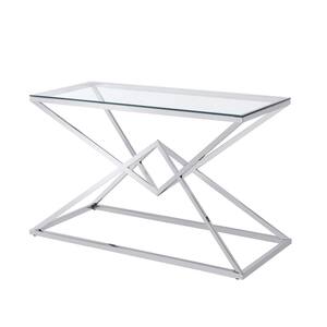 Pyramid 48 in. Clear/Chrome Rectangle Glass Console Table