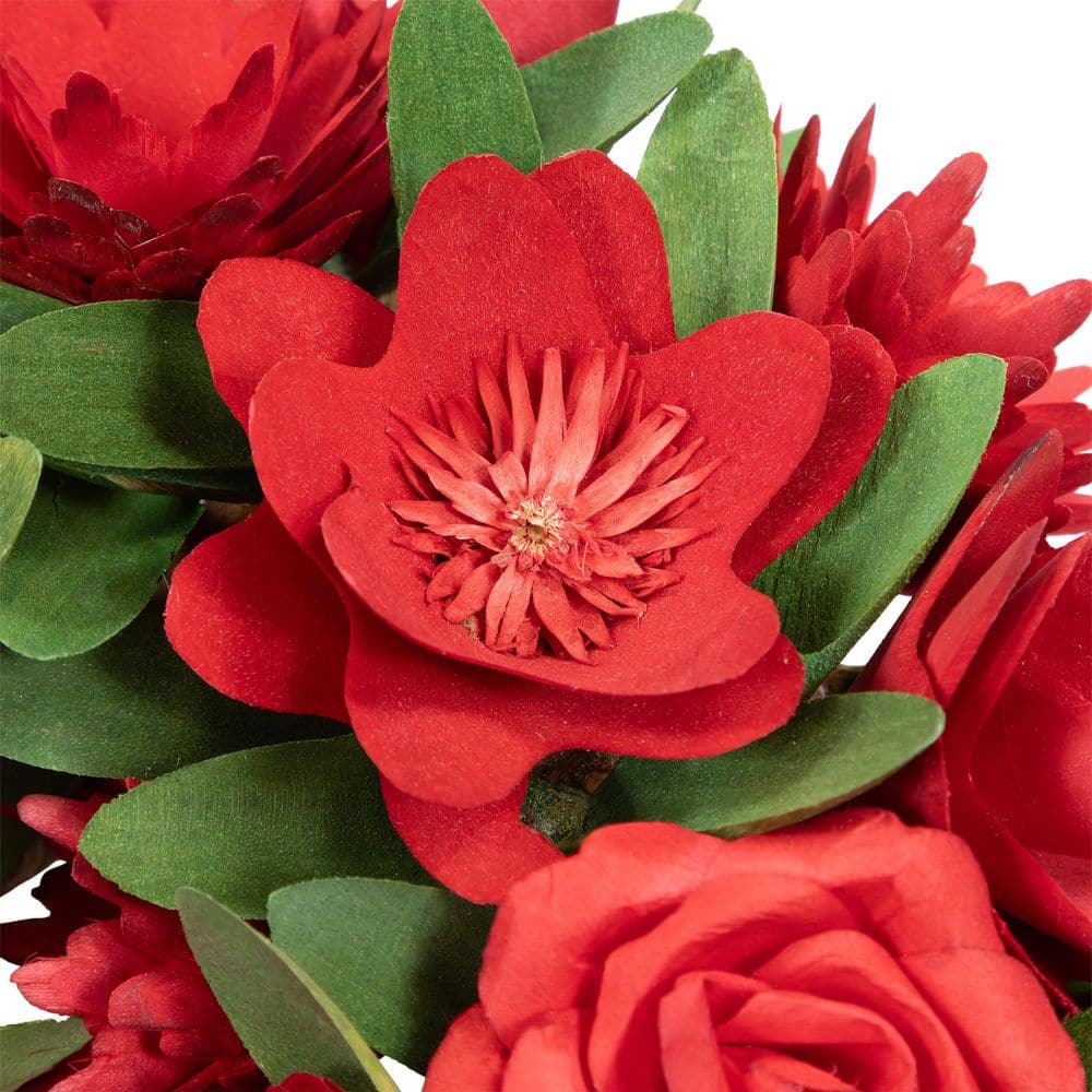 Heart-Shaped Red Floral Artificial Valentine's Day Wreath