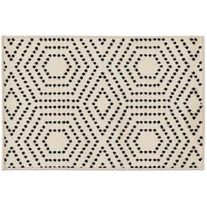 Tecopa Valeria Black/White 3 ft. 3 in. x 5 ft. 3 in. Geometric Polypropylene Indoor/Outdoor Area Rug
