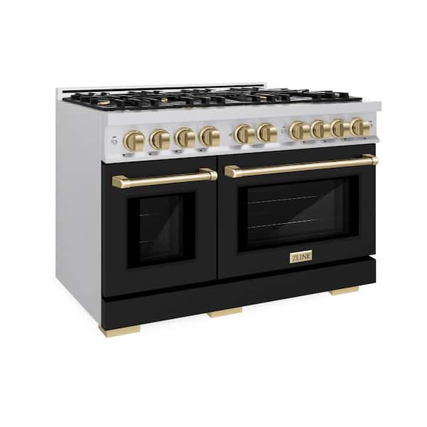 Select 48 in. 8-Burner Dual Fuel Range with Double Oven in Stainless Steel, Matte Black, and Champagne Bronze