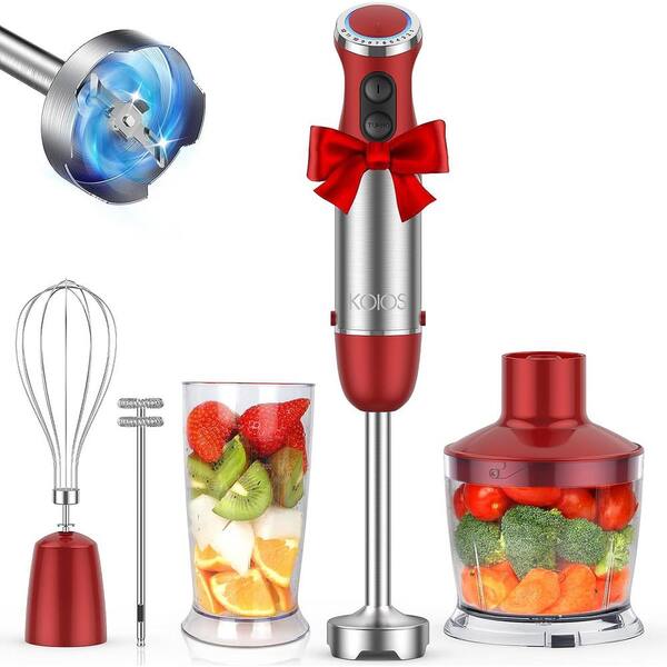 JEREMY CASS 12-Speed Immersion Blender in Red with Anti-Splash Blades