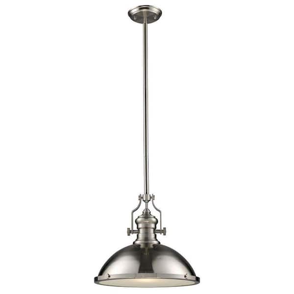 Titan Lighting Chadwick 1-Light Satin Nickel Ceiling Mount Pendant
