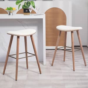 Beatriz 30in. Beige Wood Counter Stool with Woven Fabric Seat 2 (Set of Included)