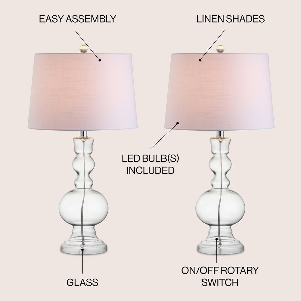 Genie 28.5" Clear Glass and White Linen Shade Table Lamp Set
