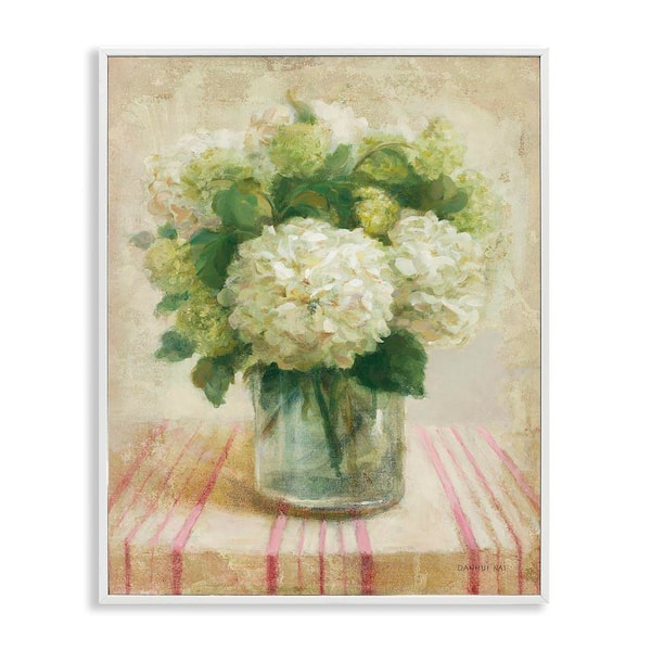 Stupell Industries Cottage Hydrangeas in White by Danhui Nai White Framed Nature Giclee Art Print 20 in. x 16 in.
