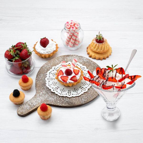 6-Piece Scalloped Glass Ice Cream Bowls & Spoons - Clear Dessert Cups For Snacks, Fruit, Salad & More