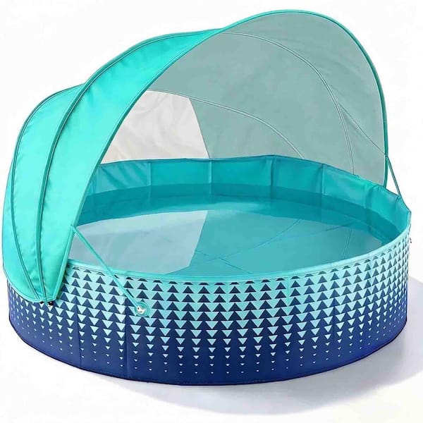 79 in. x 45 in. Foldable Kiddie Pool with Removable Canopy, Non-Slip Bottom and Portable Pop-Up Design